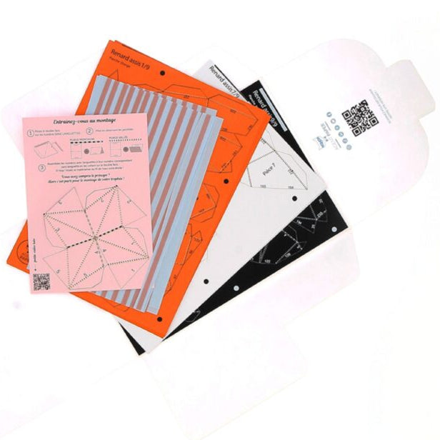 Petit renard assis en papier 3D - Orange