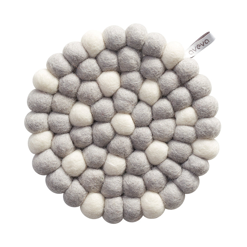 Dessous de plat rond en laine, Beige et gris 17 cm