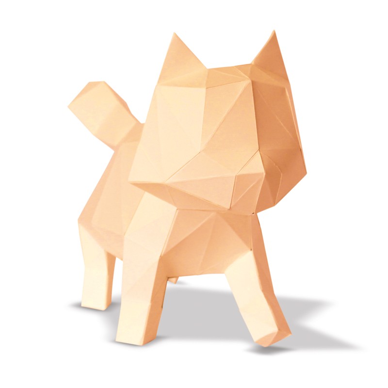 Chat en papier 3D - abricot