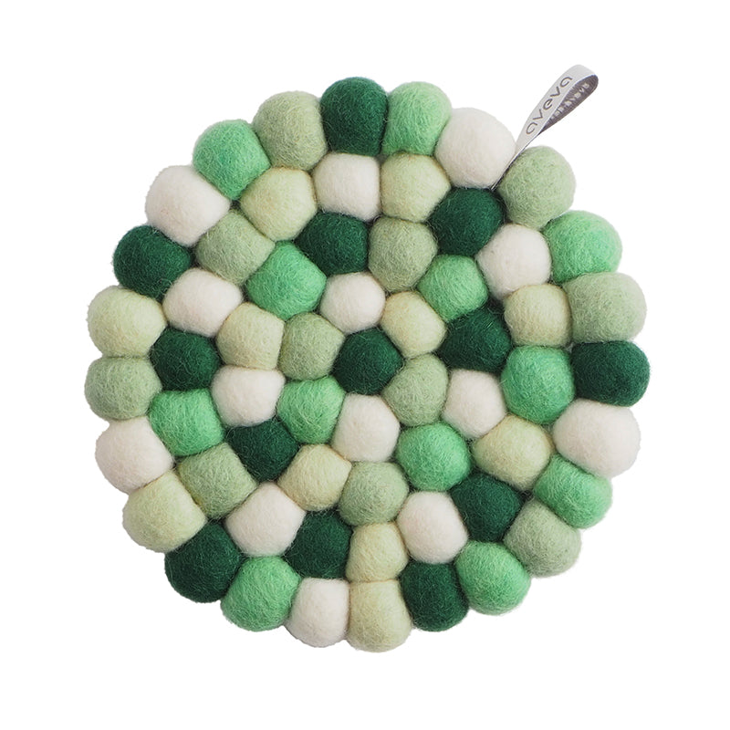 Dessous de plat rond en laine - Jungle Vert 17 cm