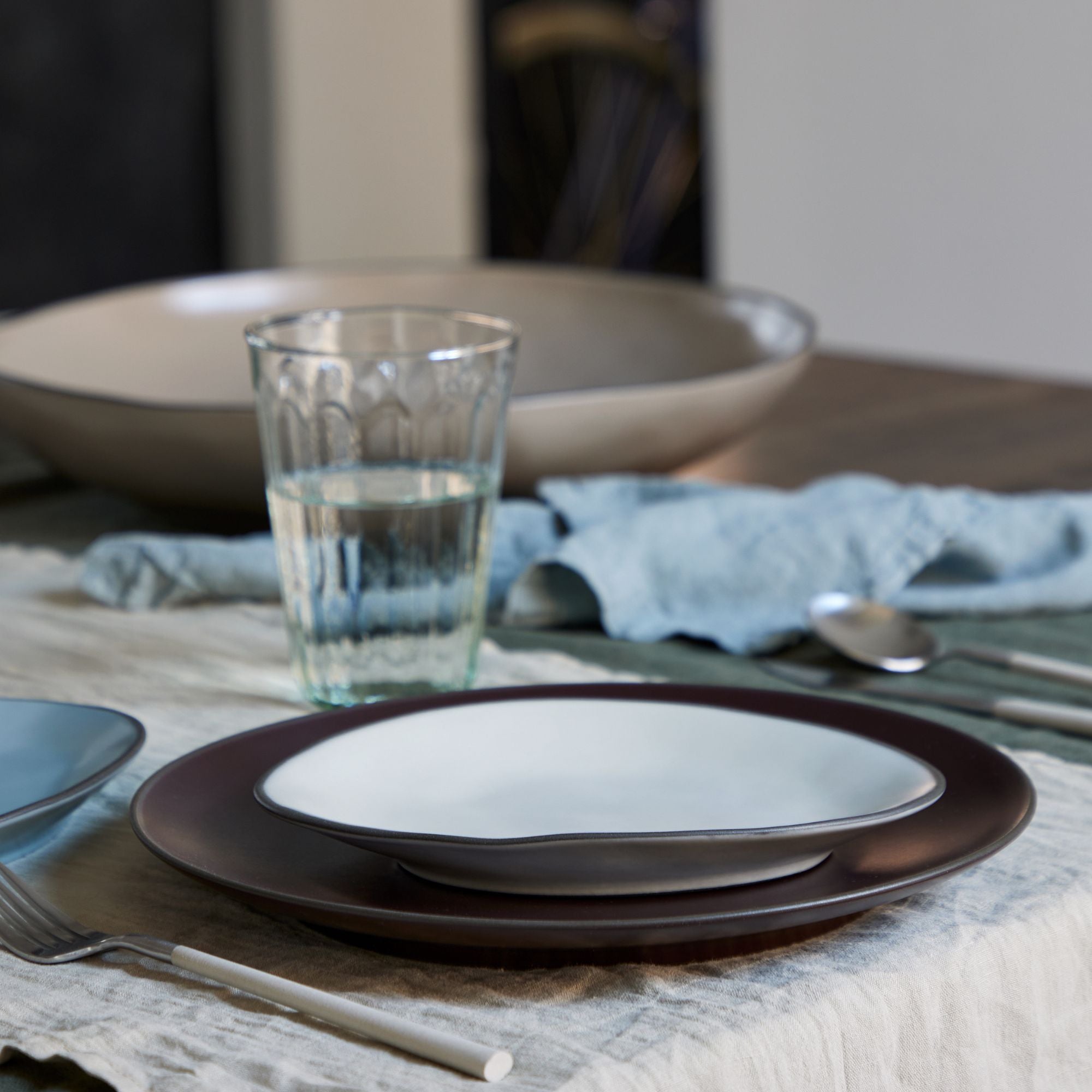 Assiette ovale Stacked - blanc cassé - 20cm