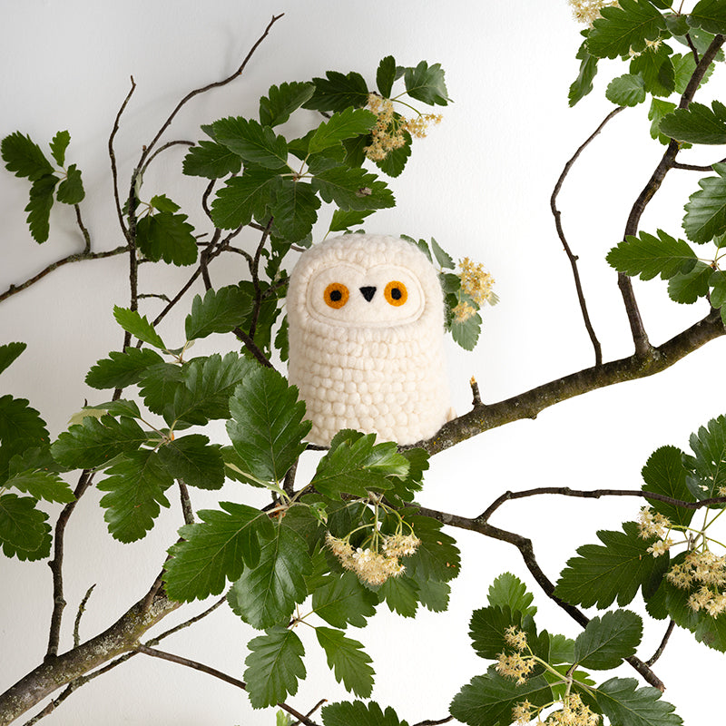 HIBOU Snowly en laine à poser