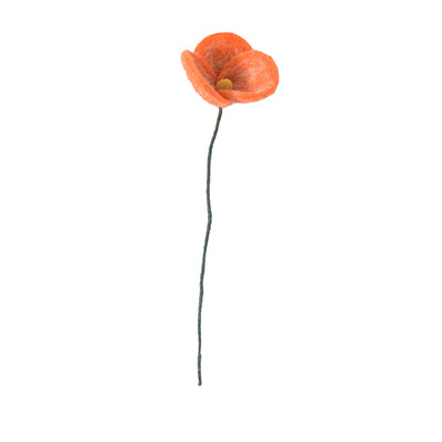 Fleur en laine - Coquelicot orange