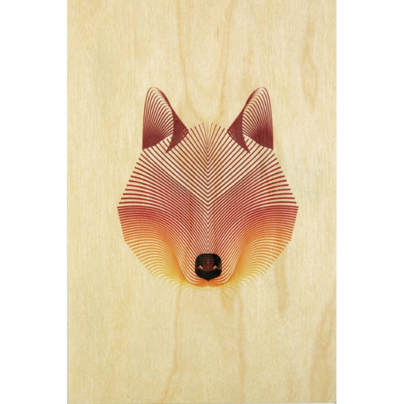 Carte postale bois - Animaux Renard