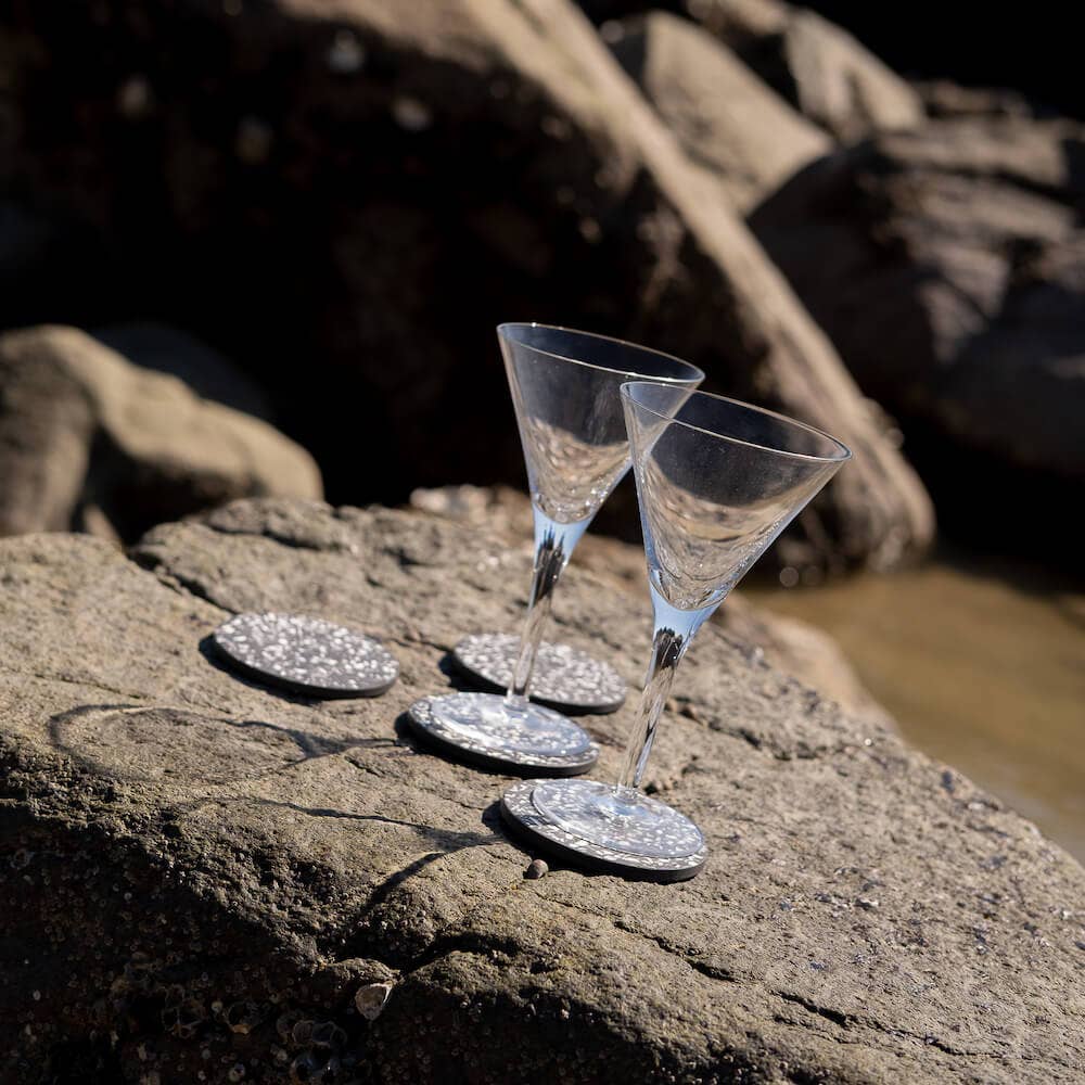 Lot de 4 dessous de verres en coquillages recyclés - HELIOS