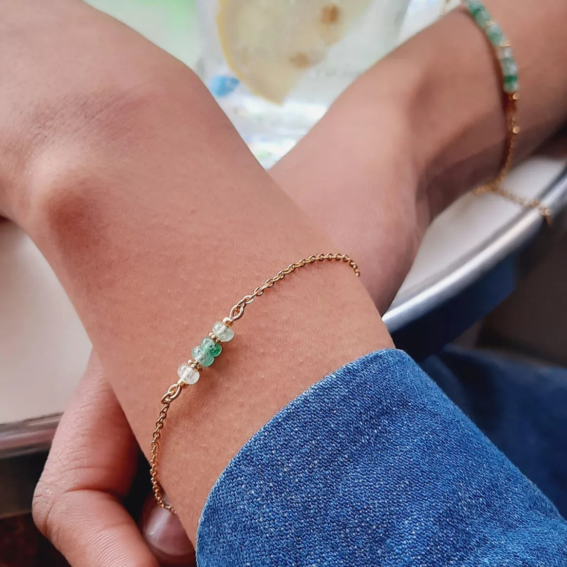 Bracelet MINI-RÊVE en pierres naturelles vertes