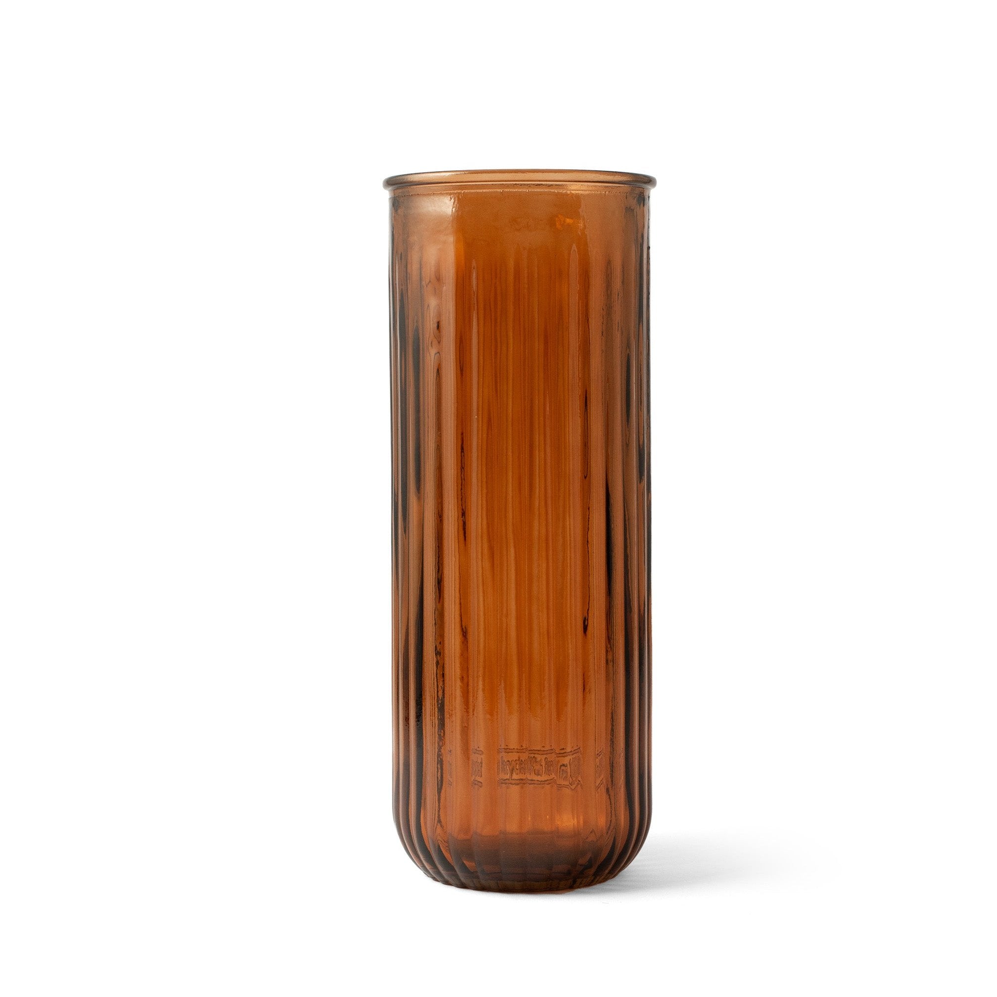 Vase en verre recyclé strié Tribeca - Rouge orangé 28 cm