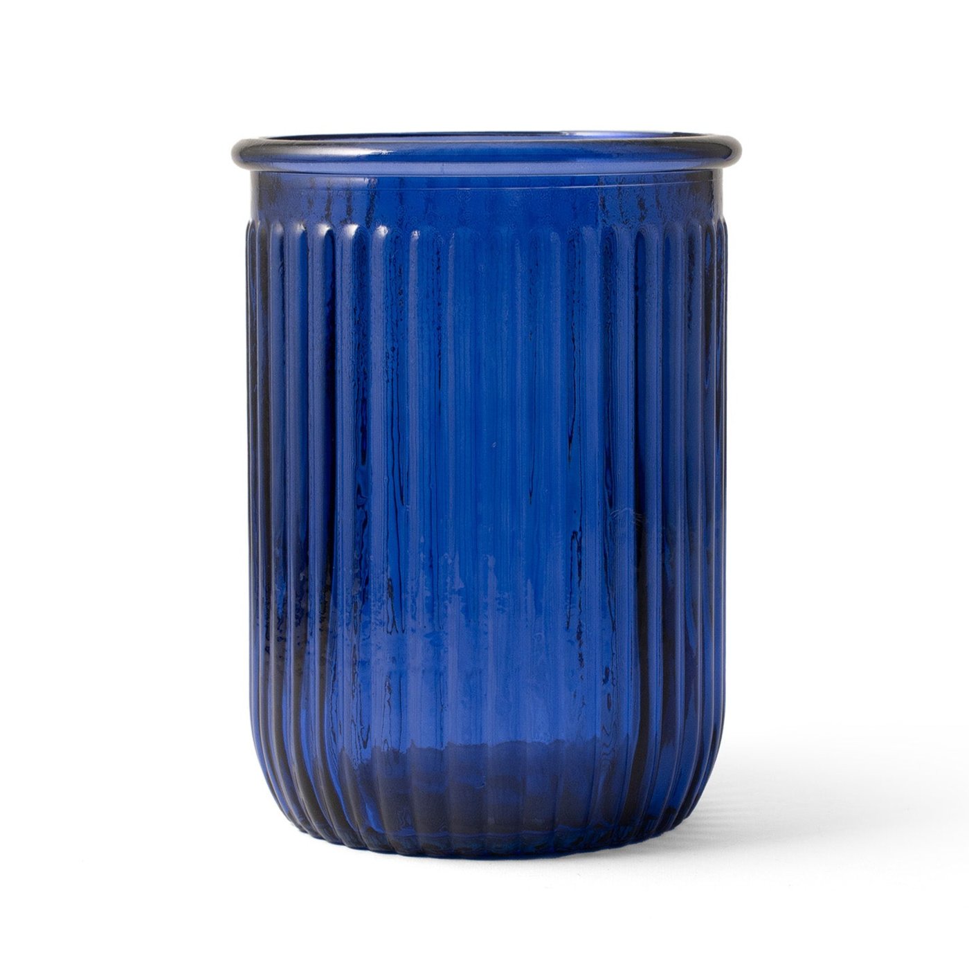 Vase strié en verre recyclé Tribeca - Bleu nuit  20 cm