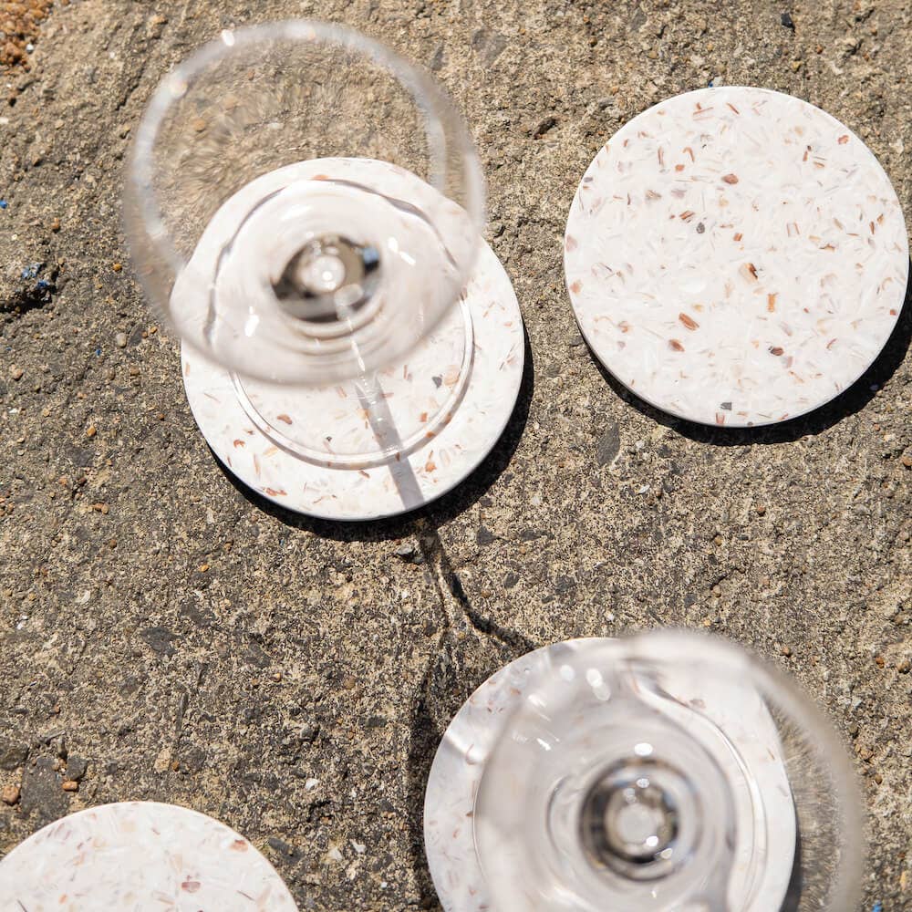 Lot de 4 dessous de verres en coquillages recyclés - HELIOS