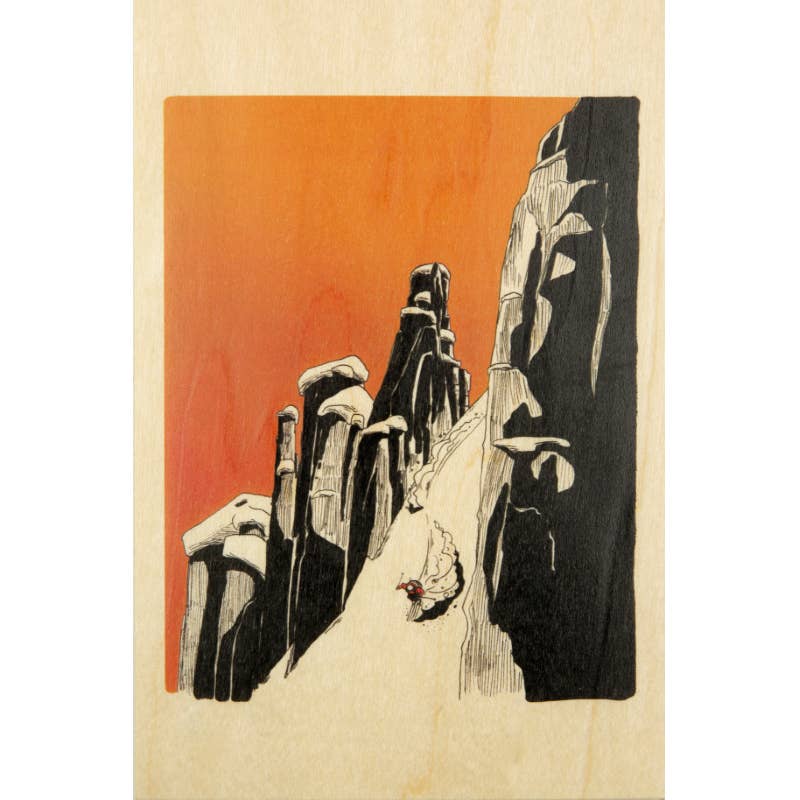Carte postale bois - Couloir de neige Ski