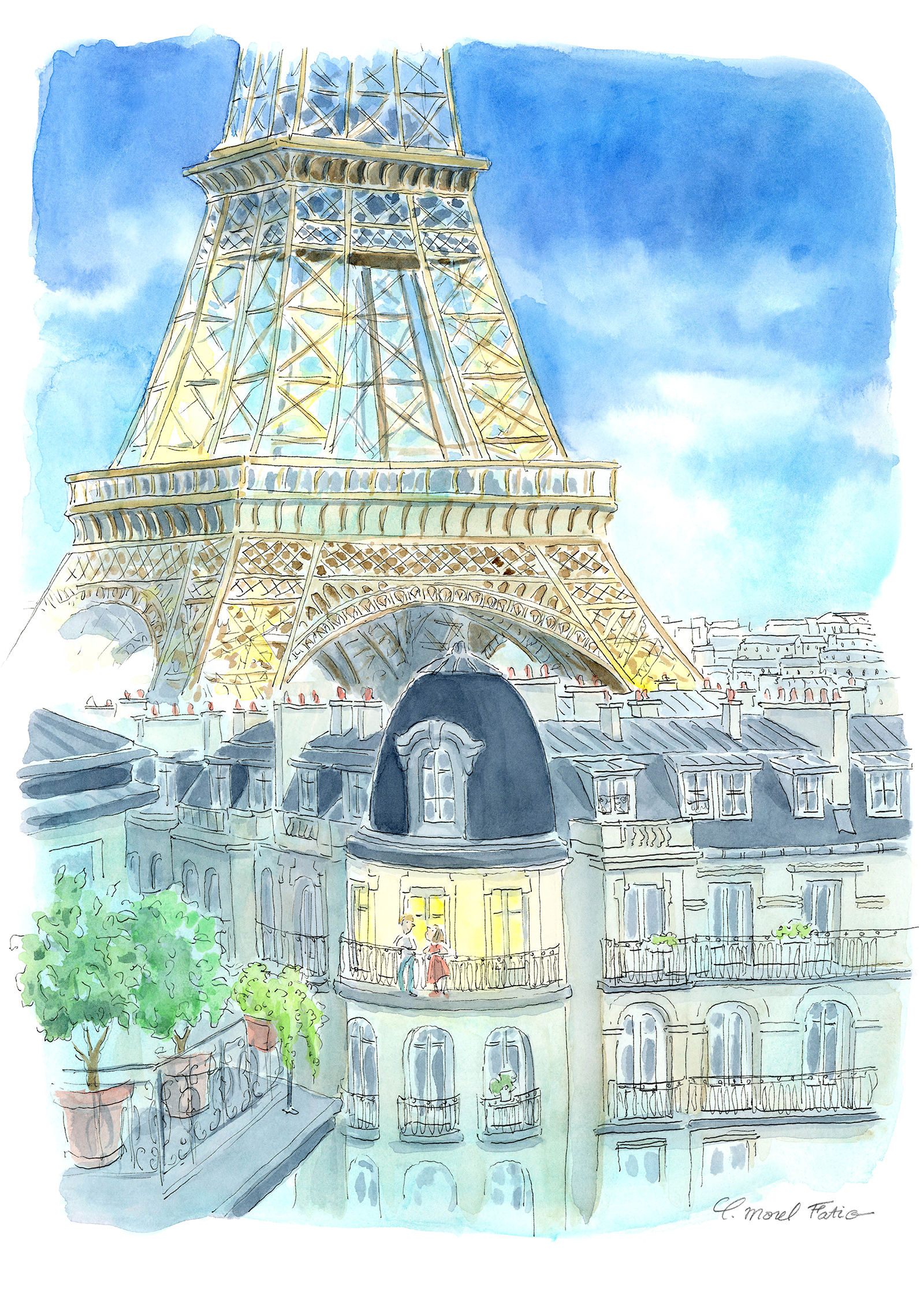 Affiche CLAIRE MOREL FATIO - A L'OMBRE DE LA TOUR EIFFEL