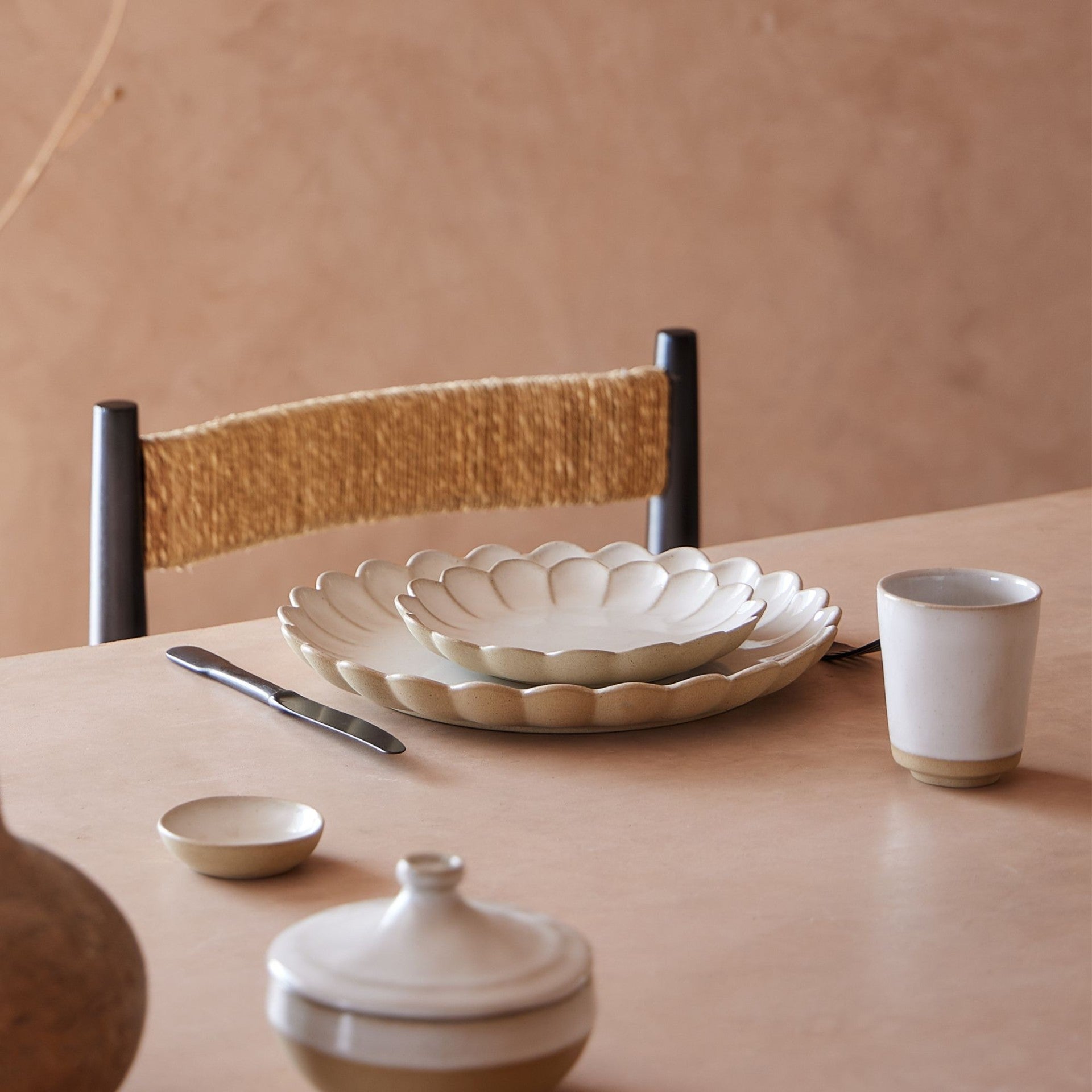 Petite assiette plate 19cm Marrakesh sable blanc