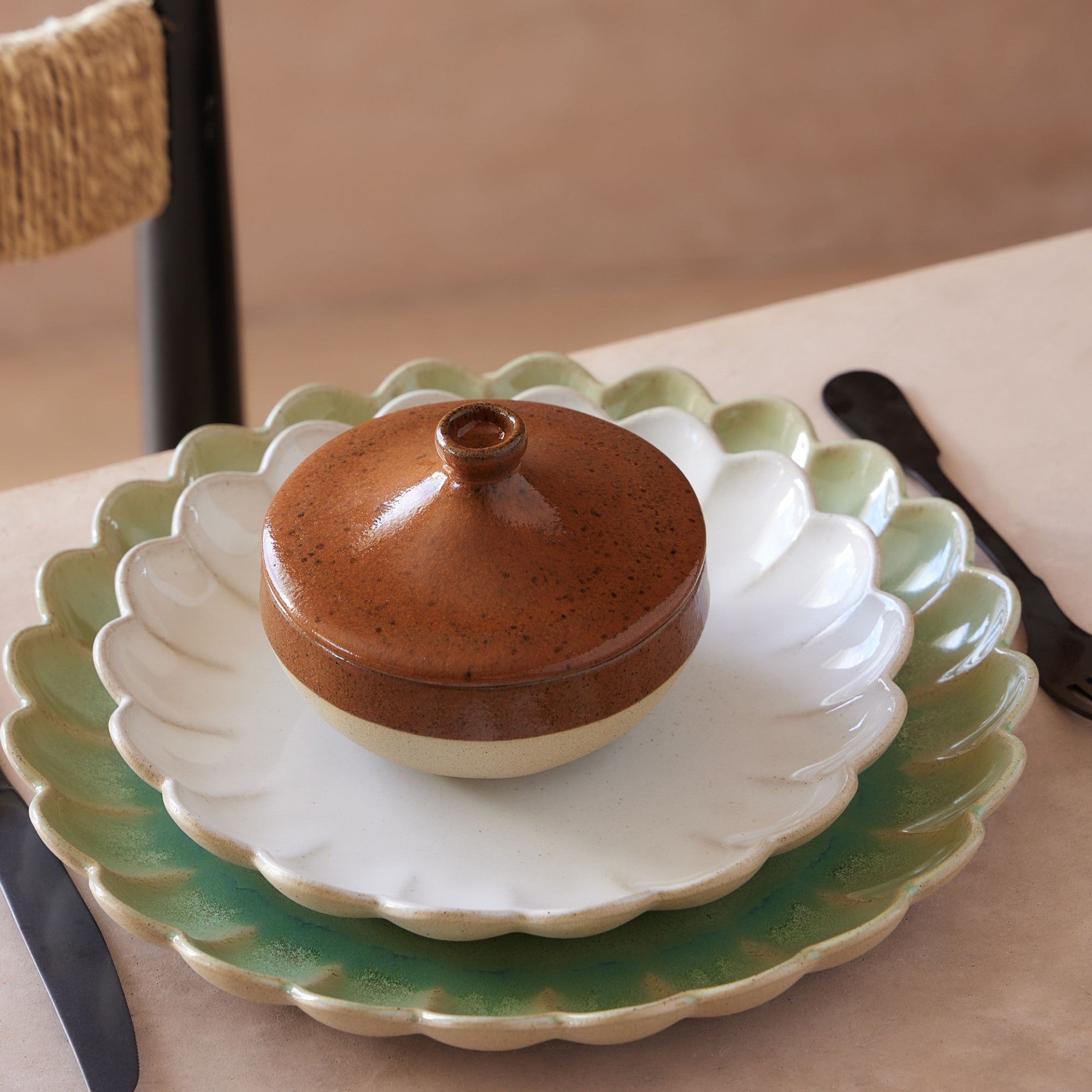 Assiette plate 22cm Marrakesh sable blanc