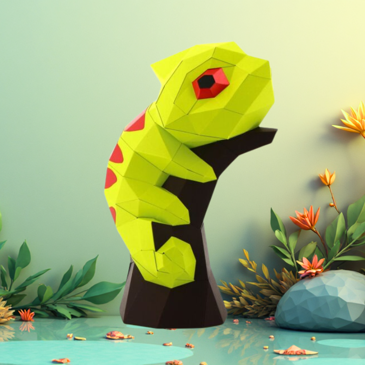 Trophée Caméléon origami à poser