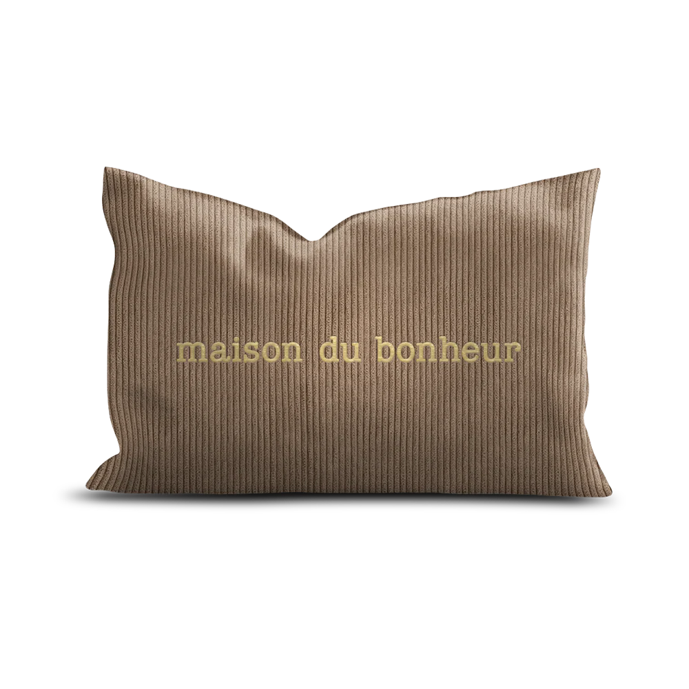 Coussin en velours beige