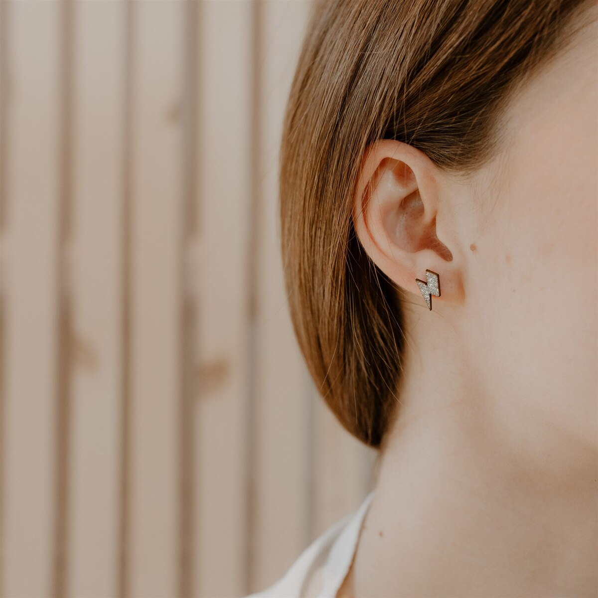 Boucle d'oreilles Eclairs - Argent pailleté