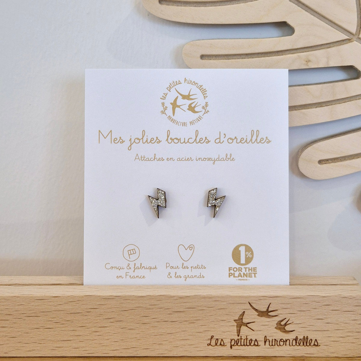 Boucle d'oreilles Eclairs - Argent pailleté