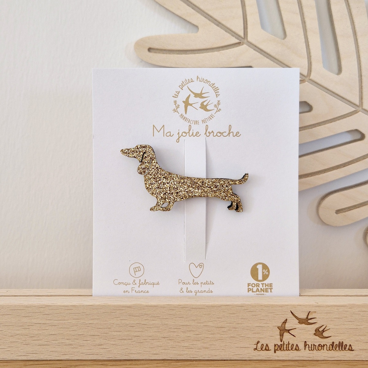 Broche Teckel - Doré