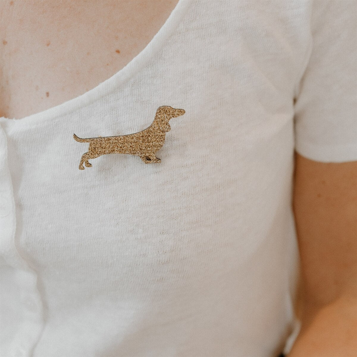 Broche Teckel - Doré