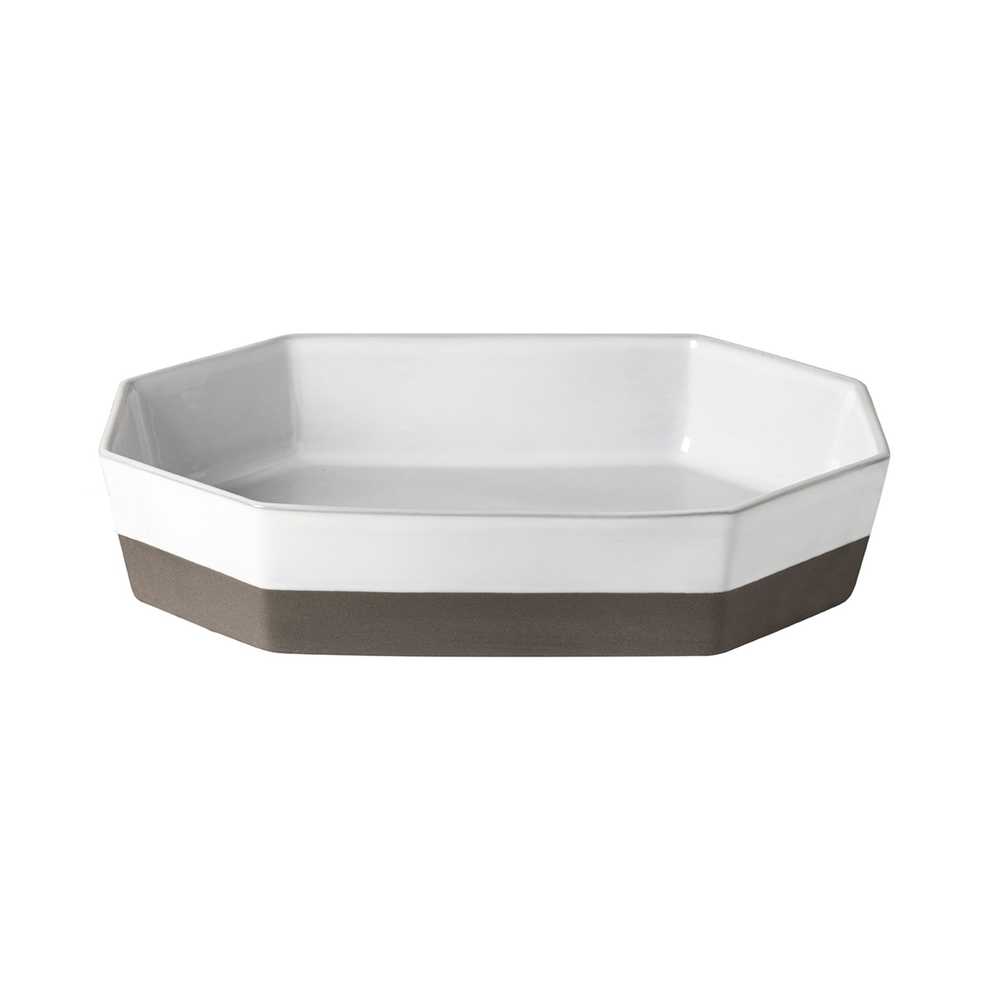 Plat à four octogonal en Ecogres blanc - 35 cm