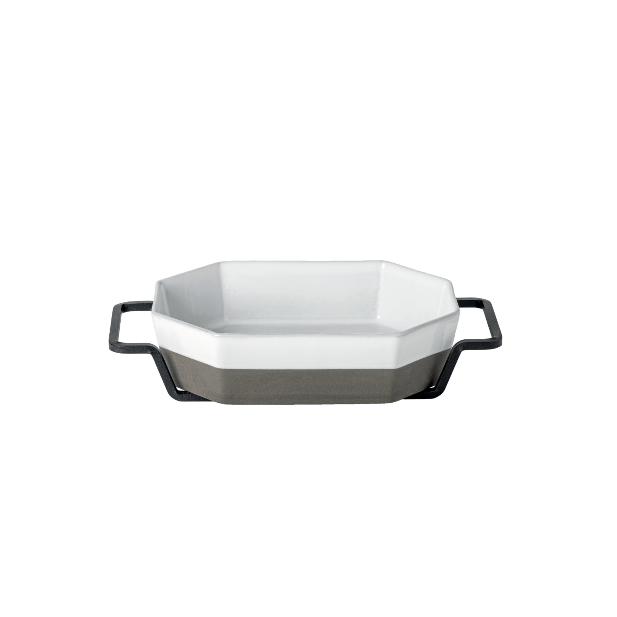 Plat à four octogonal en Ecogres blanc avec support - 22 cm