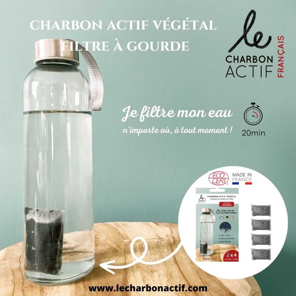 Lot de 4 filtres à gourde nomades au charbon végétal super activé
