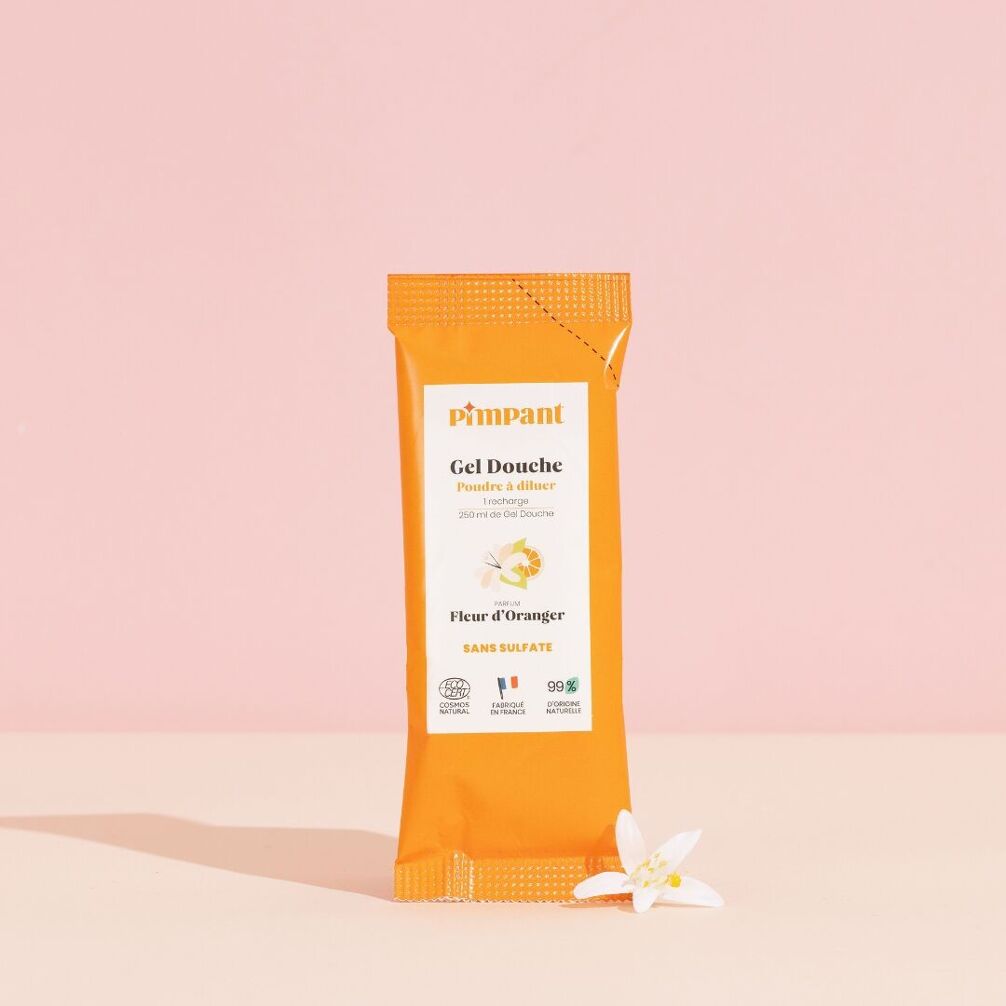 Gel douche fleur d'oranger rechargeable en poudre à diluer