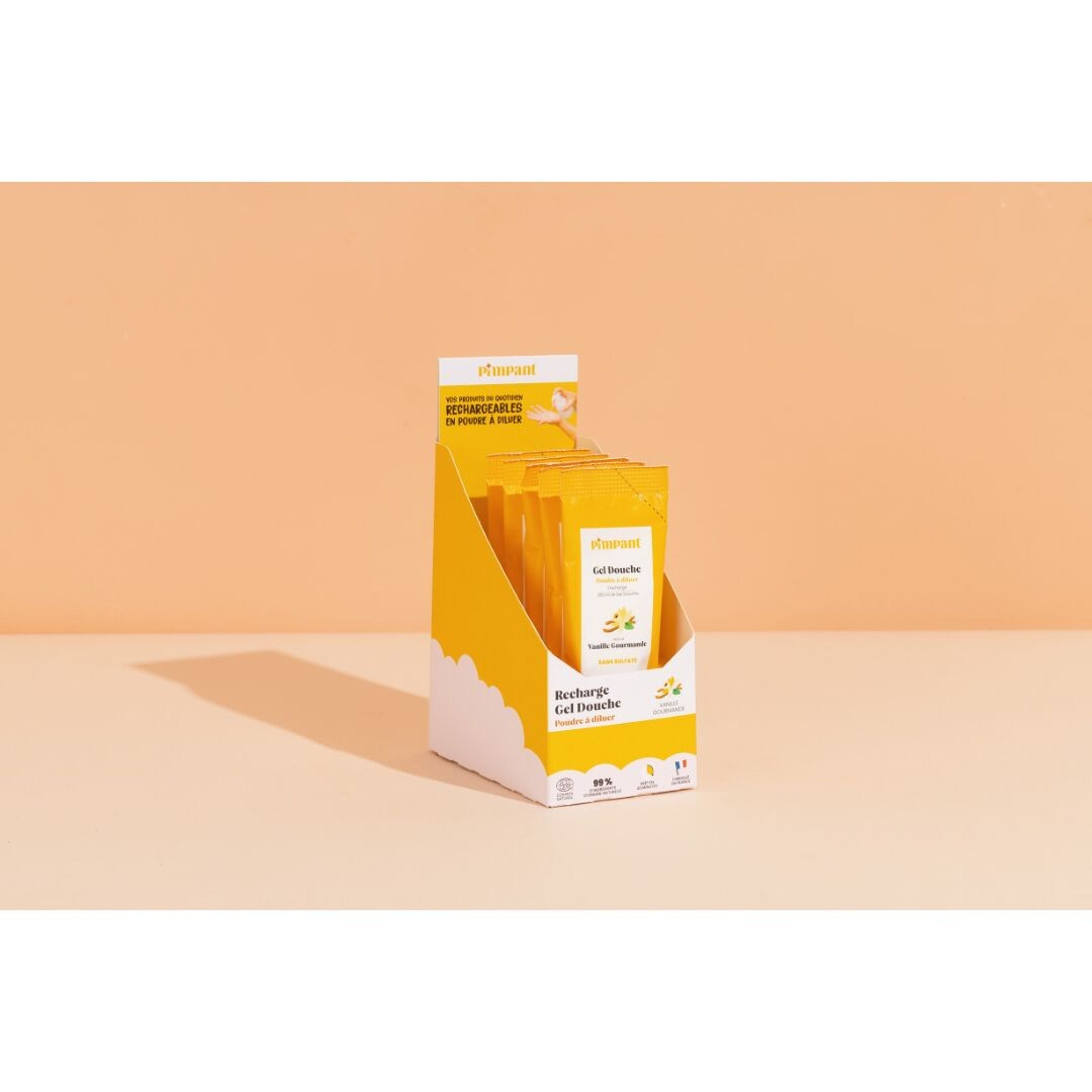 Gel douche vanille gourmande rechargeable en poudre à diluer