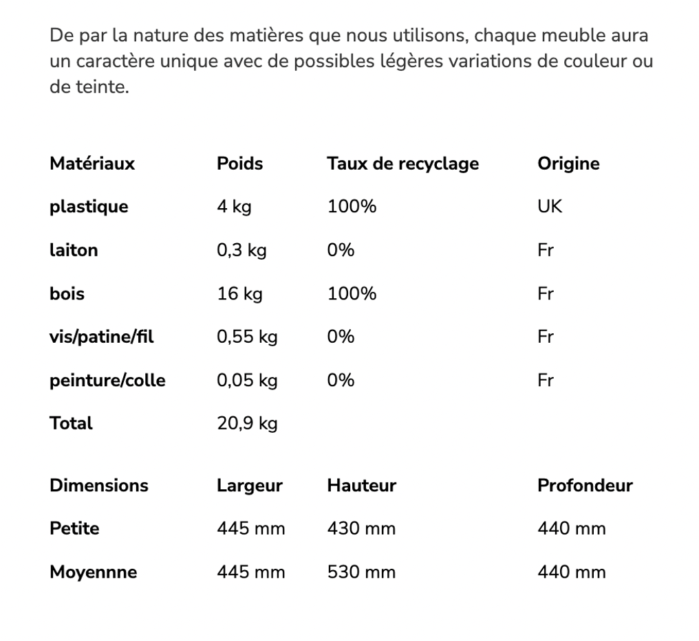 Table d'appoint GHAN 92.8 en bois et plastique recyclé