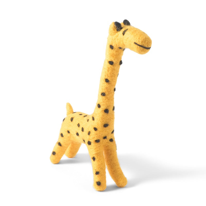 GIGI La Girafe en laine à poser - Jaune Moutarde
