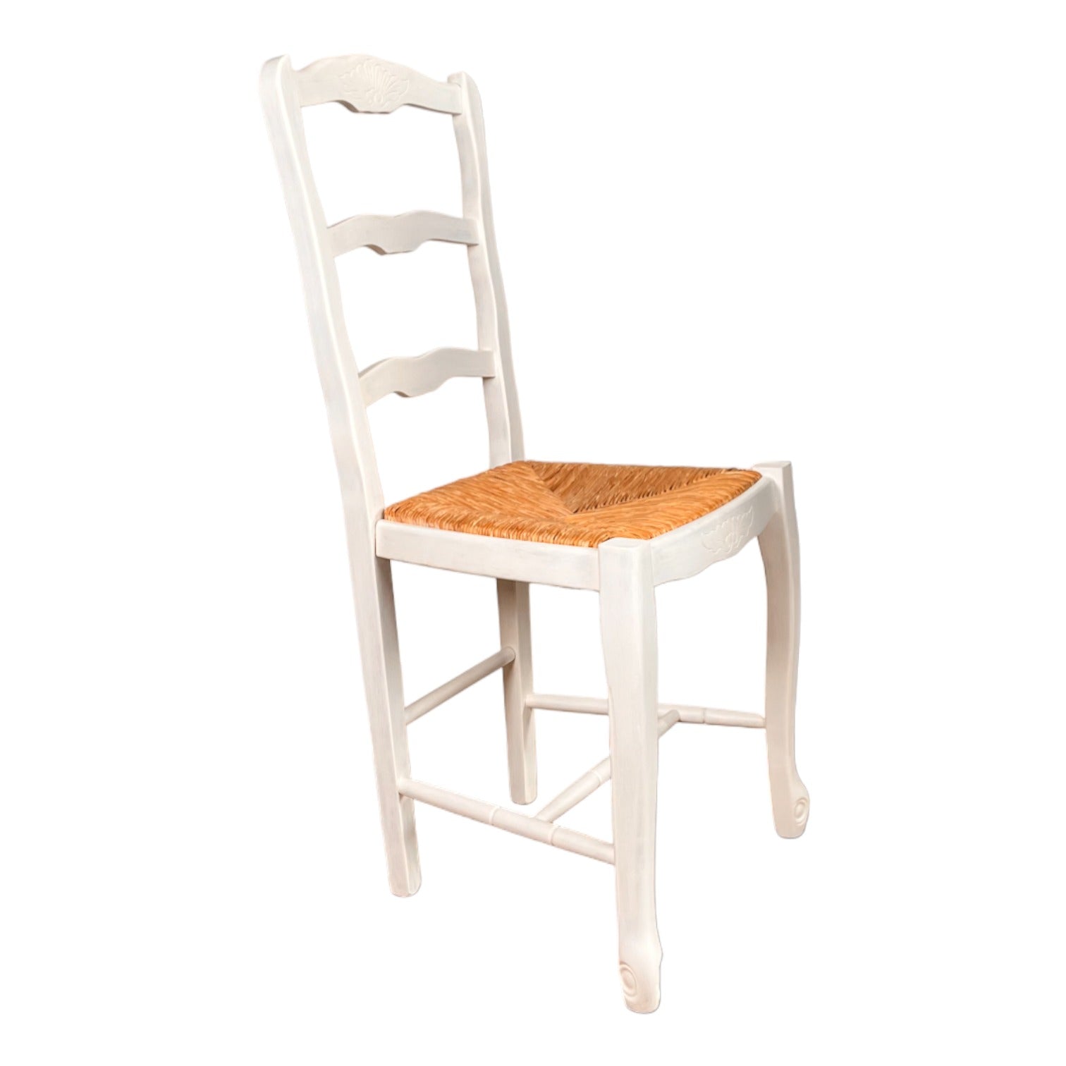 Chaise en bois blanche assise paillage