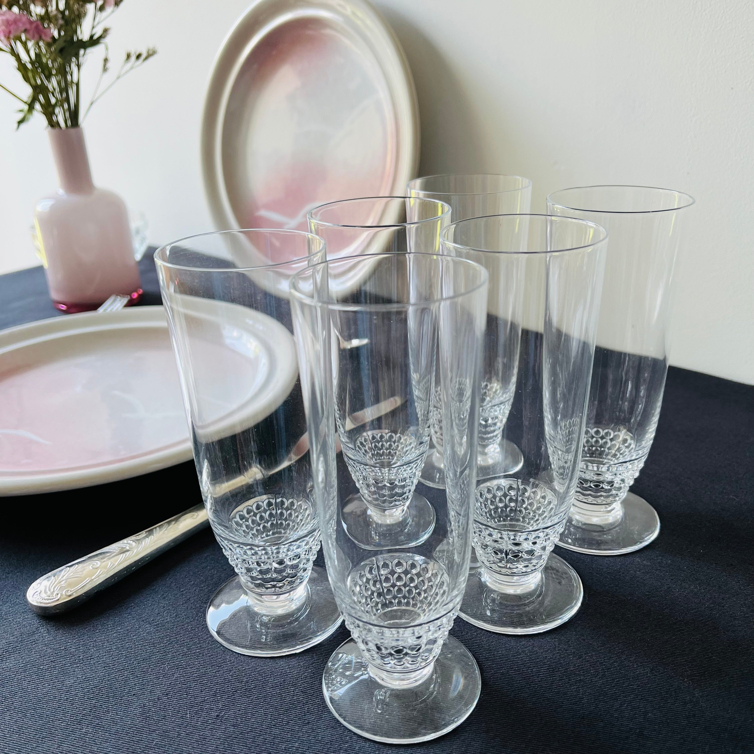Flûte à champagne perlée inspirée du modèle Nippon Lalique x 6