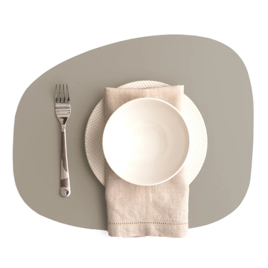 Set de table ovale en cuir recyclé - Beige