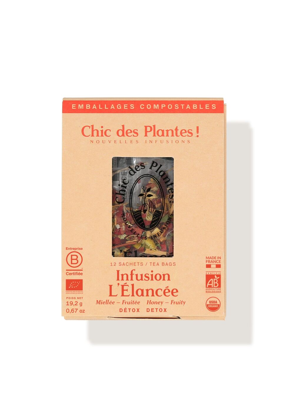 INFUSION BIO L'ÉLANCÉE (BOÎTE 12 SACHETS) - VIGNE ROUGE, TILLEUL, CAMOMILLE