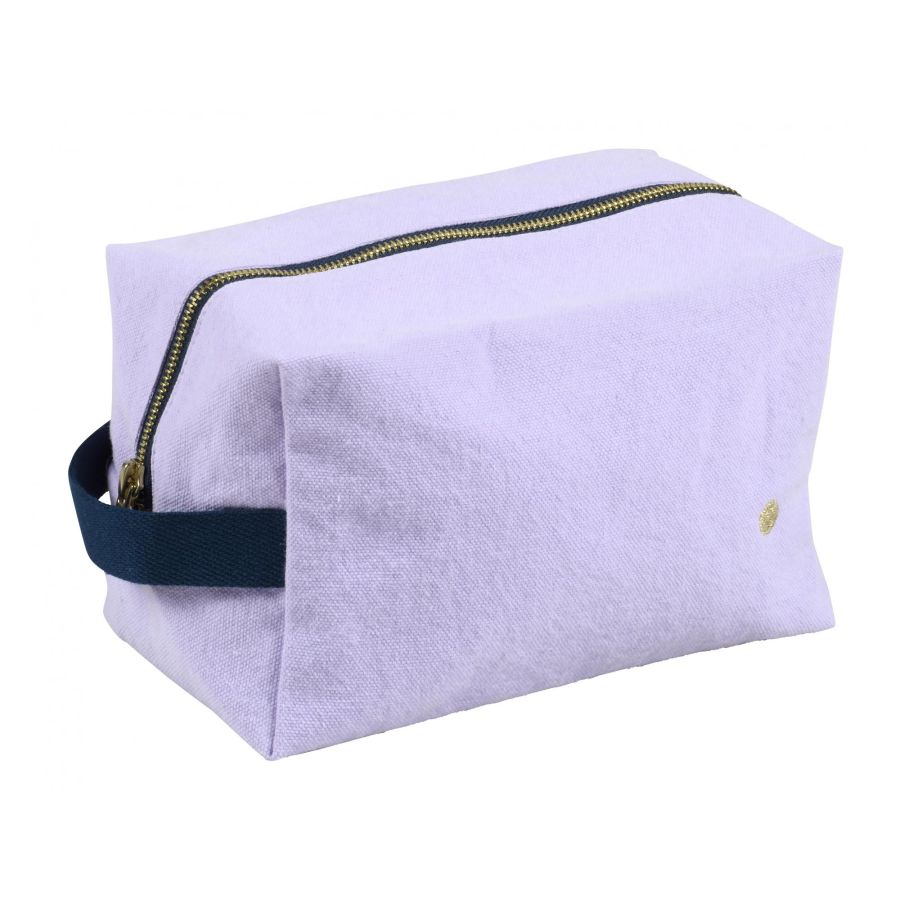 Trousse de toilette cube en coton - Iona Lilas