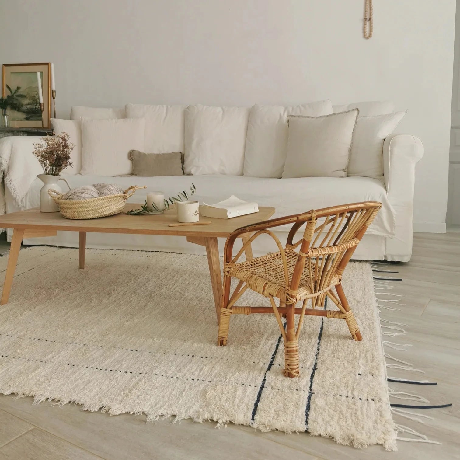 tapis en coton beige ecoresponsable