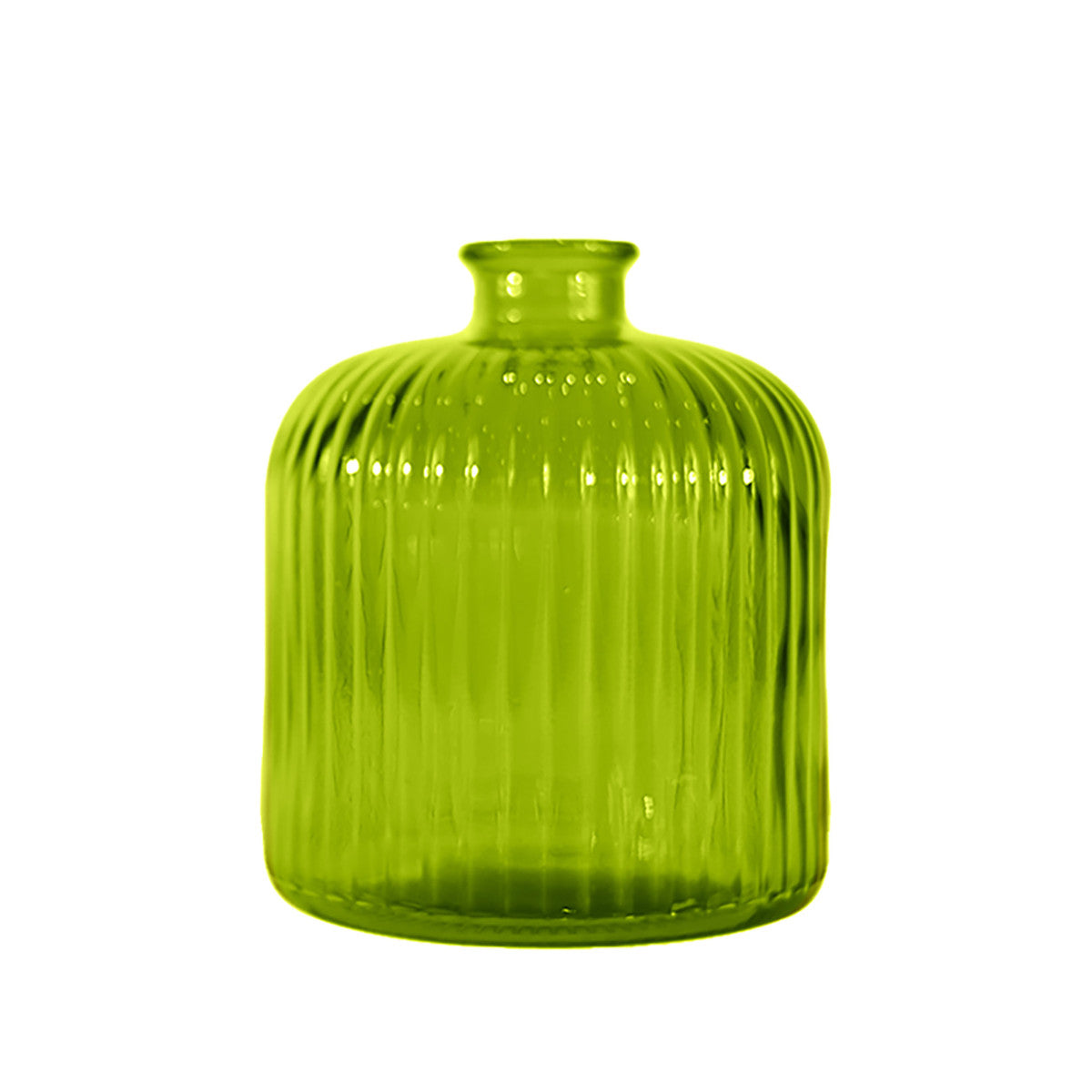 Vase strié en verre recyclé 18cm - Pomme