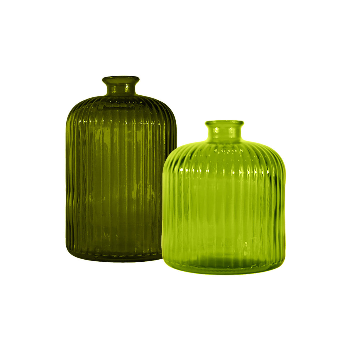 Vase strié en verre recyclé 18cm - Pomme