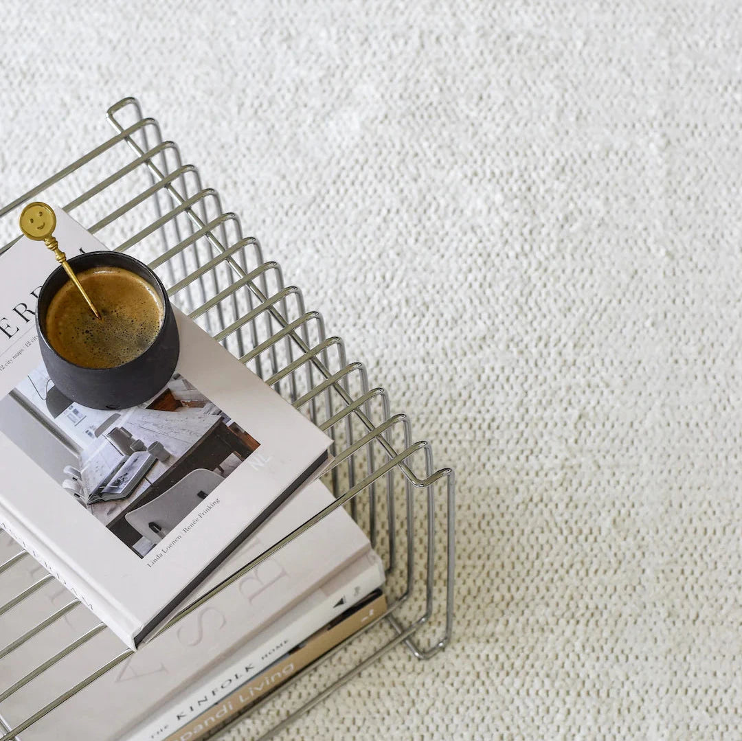 Tapis blanc perle en coton recyclé