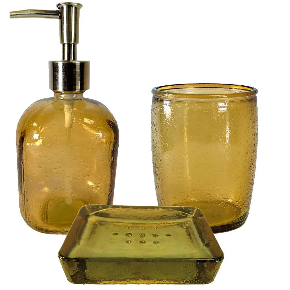 Distributeur de savon en verre recyclé Miel 17,5 cm