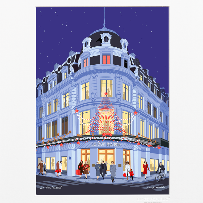 Affiche PAULO MARIOTTI - Bon Marché Noel