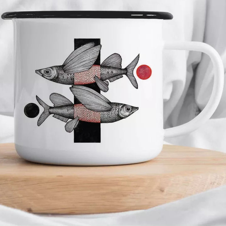 Mug émaillé - Poissons volants - 300ml