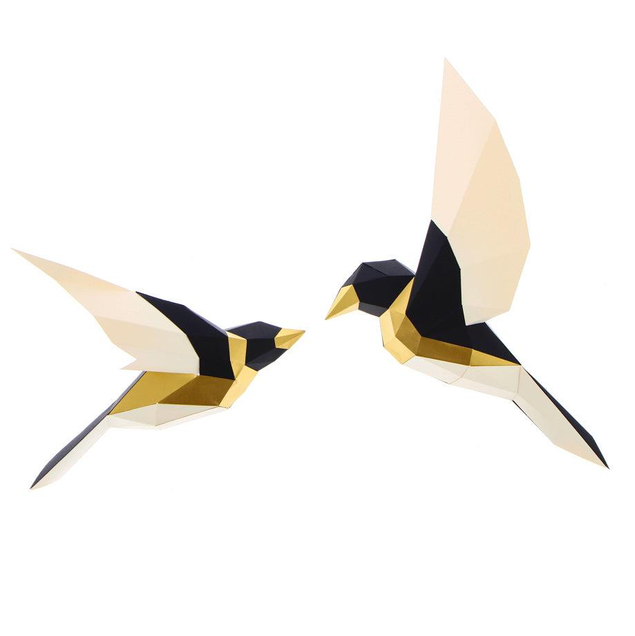 2 Oiseaux en papier 3D