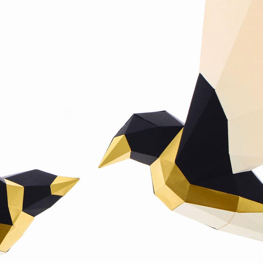 2 Oiseaux en papier 3D