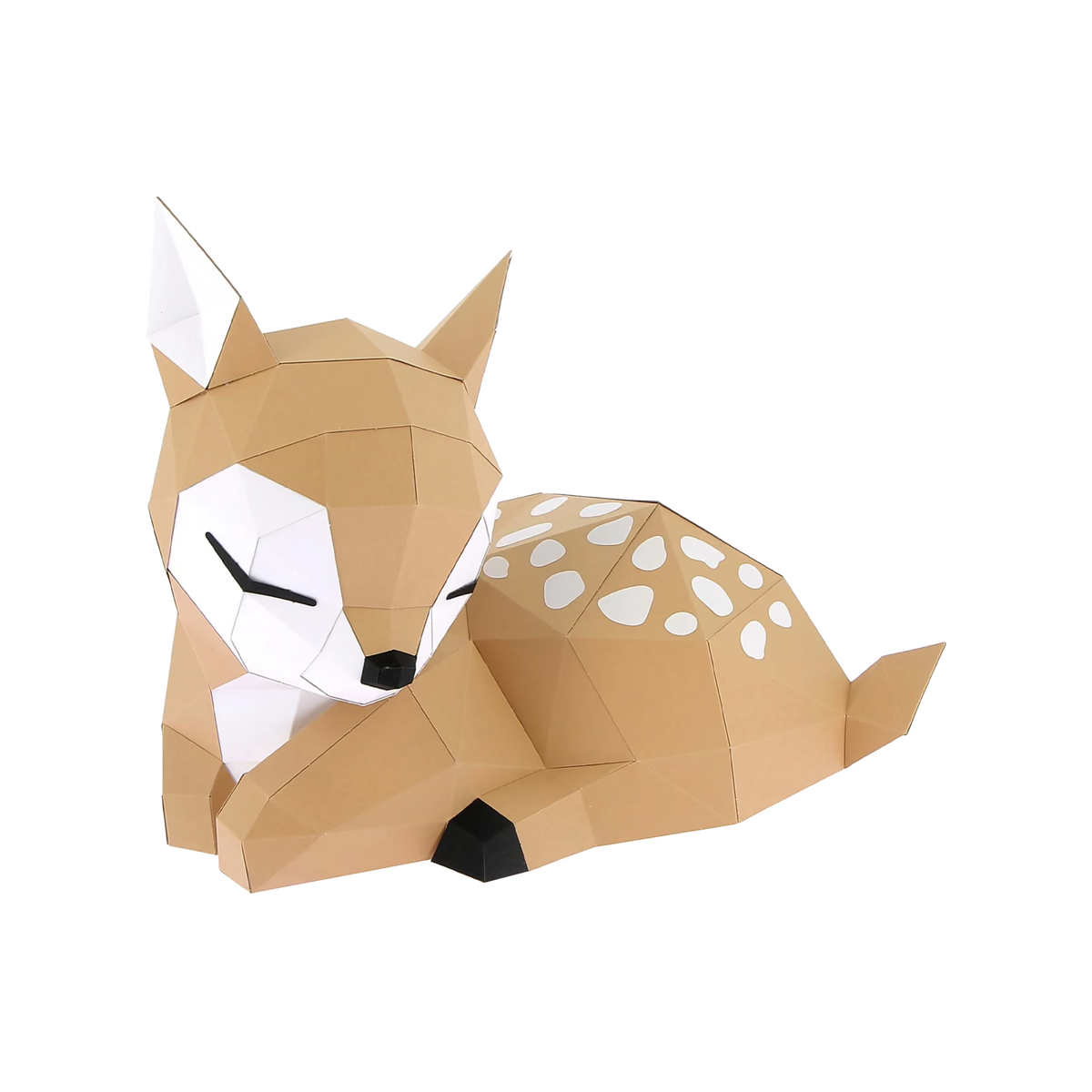 Petit Faon en papier 3D - Beige et blanc
