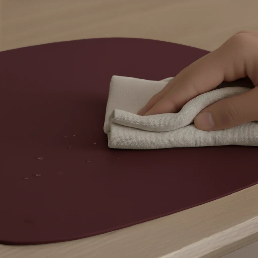 Set de table ovale en cuir recyclé - Rouge Merlot