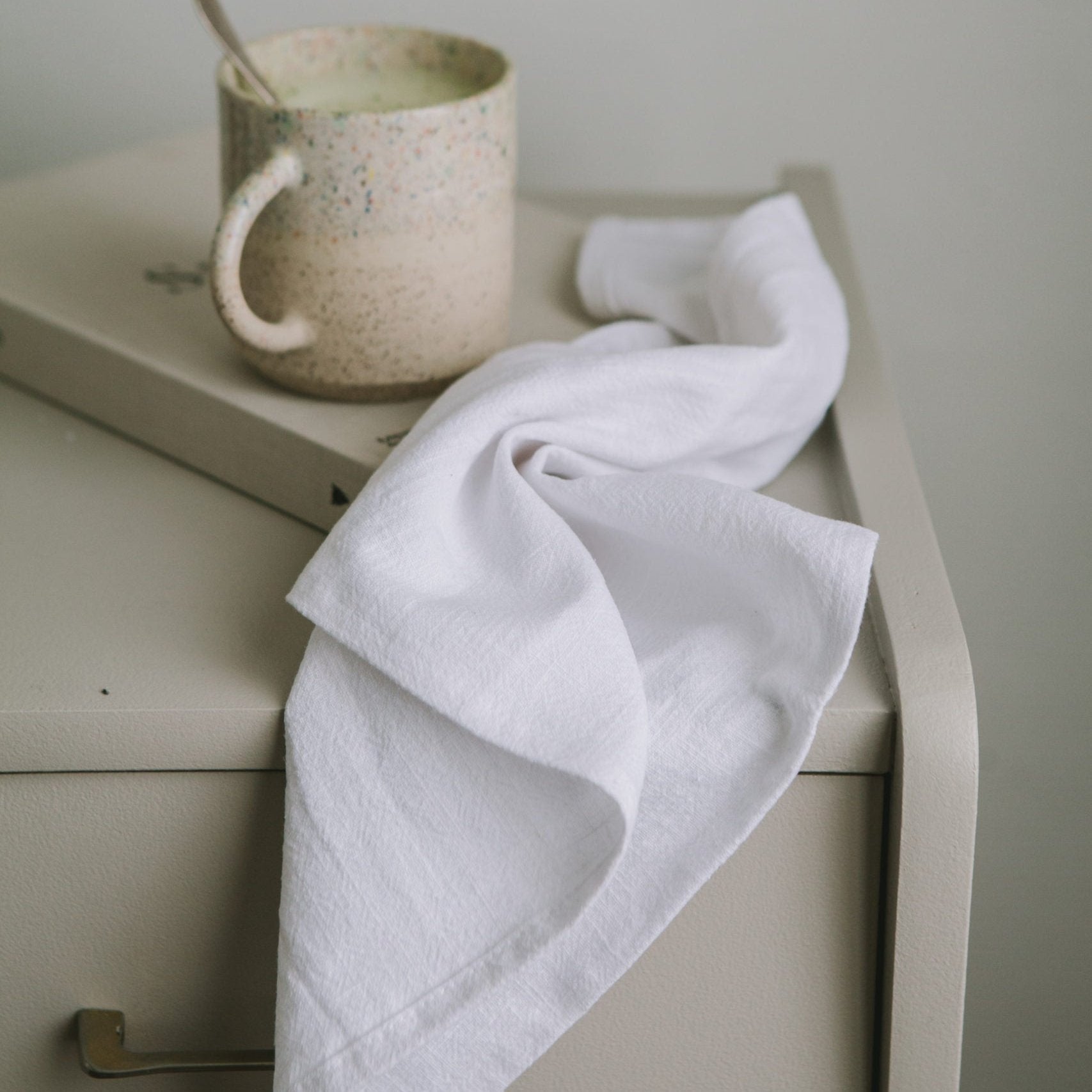 Serviette de table en lin lavé - blanc