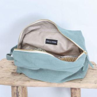 Trousse de toilette en lin - Céladon