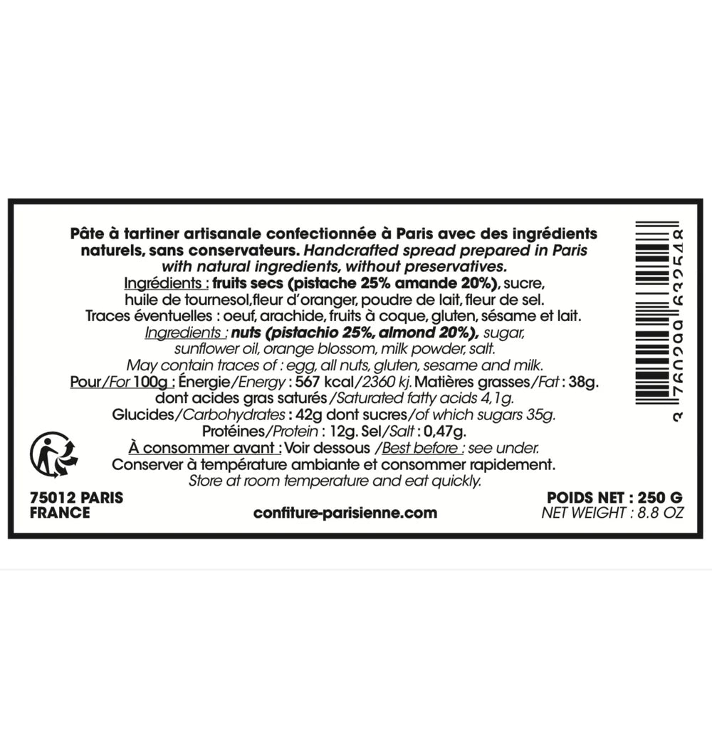 Pâte à tartiner Pistache - 250g