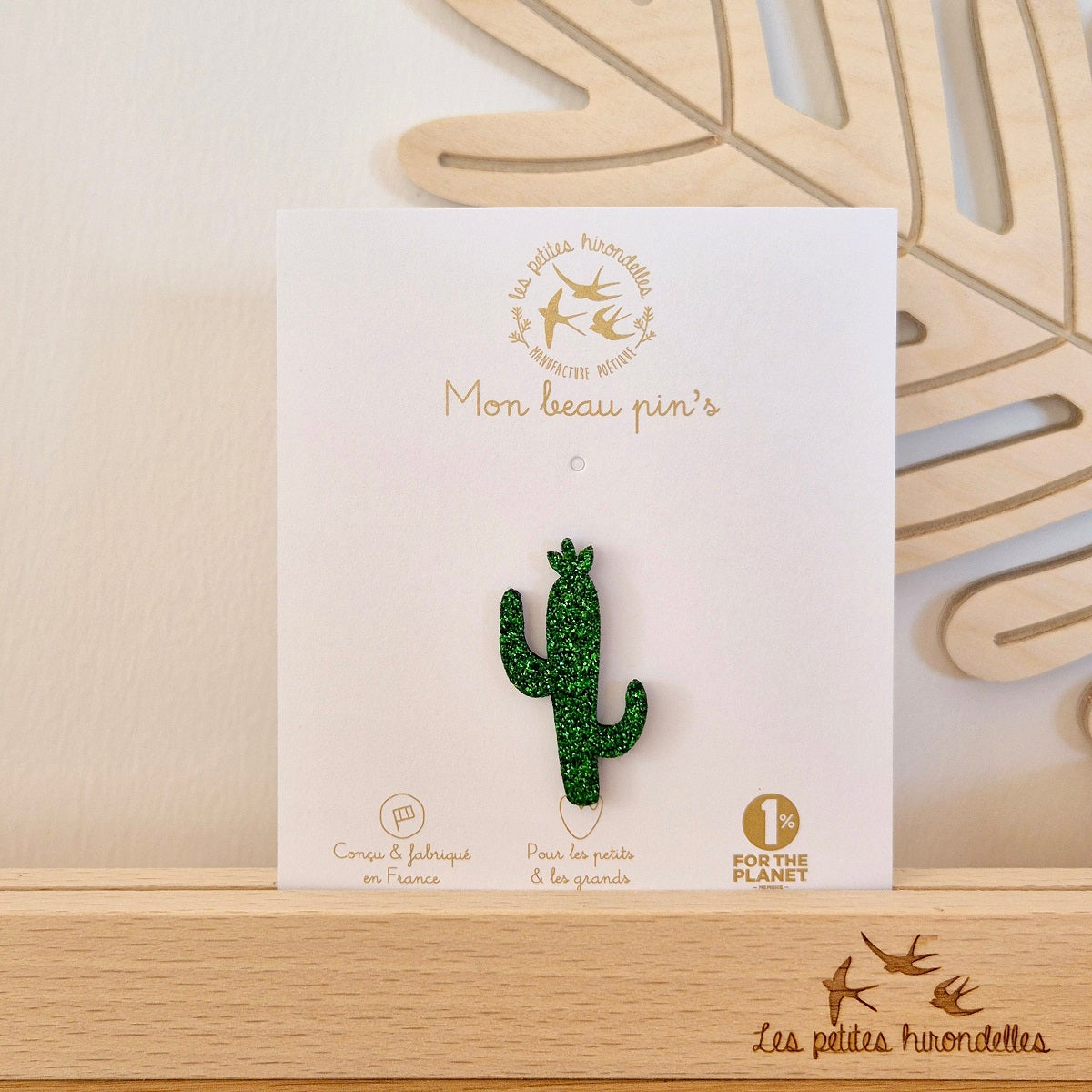 Pin's Cactus - Vert pailleté
